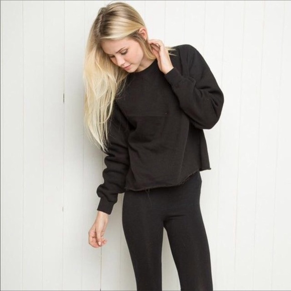Brandy Melville Tops - Brandy Melville | Black Nancy Cropped Sweatshirt